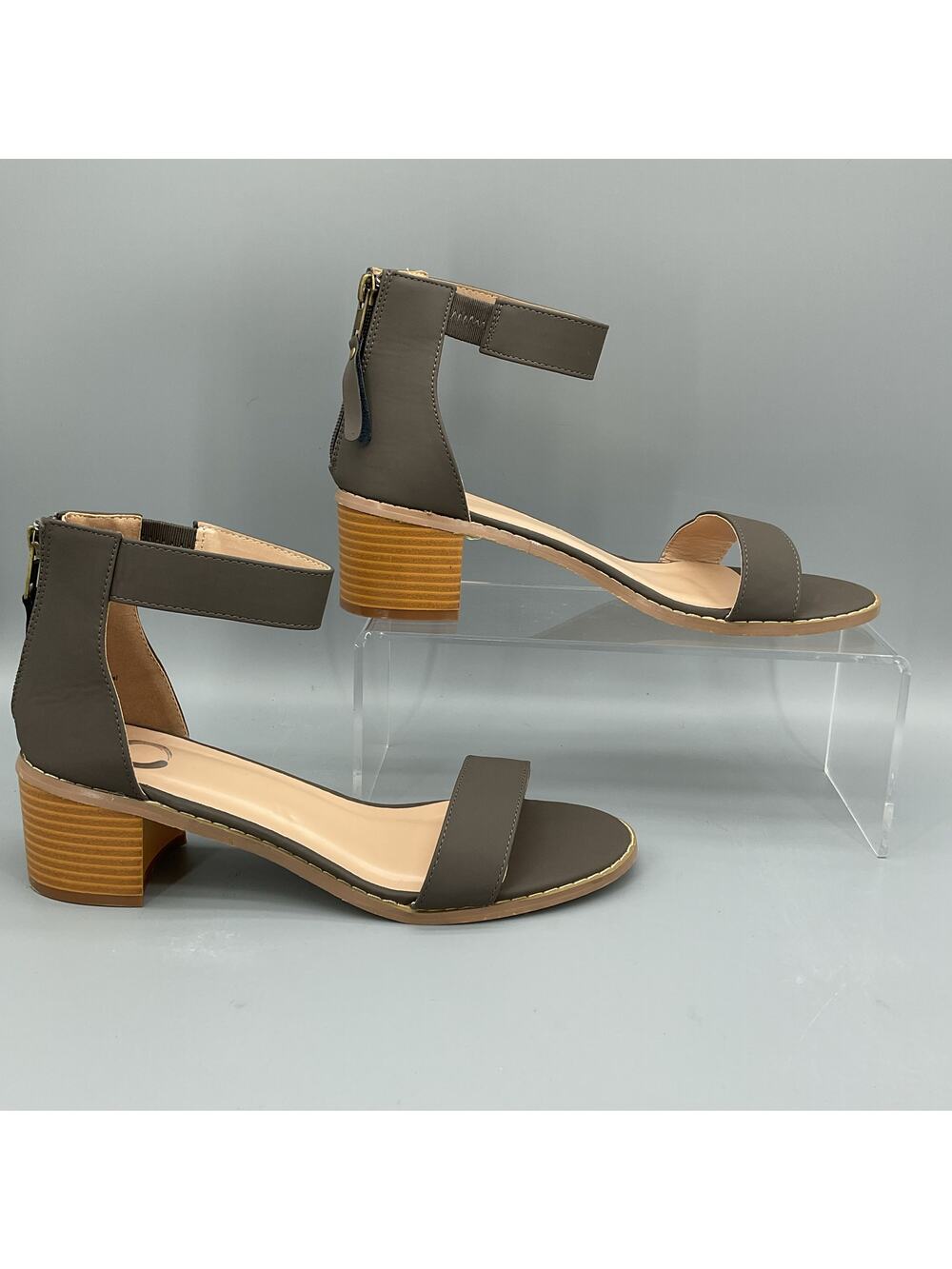 NEW Journee Collection Women’s Percy Open Toe Heeled Sandals Dark Gray Size 9